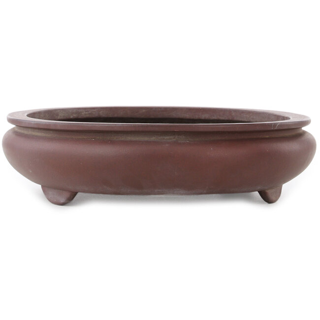 Oval unglazed bonsai pot by Yamaaki - 455 x 350 x 88 mm