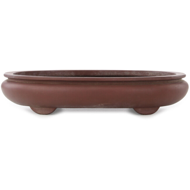 Oval unglazed bonsai pot by Yamaaki - 455 x 350 x 88 mm