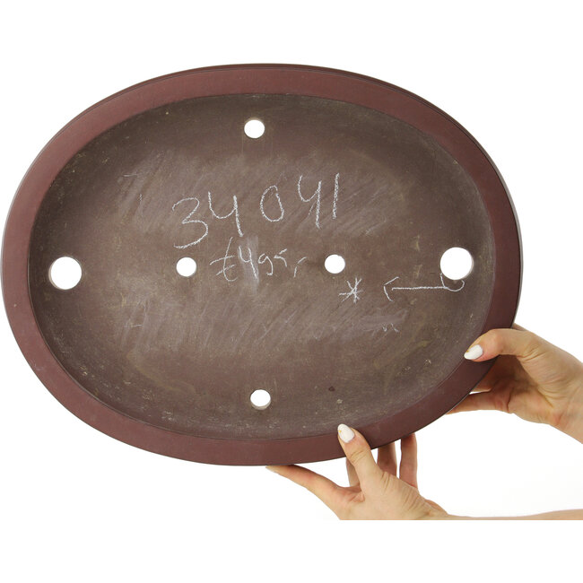 Maceta para bonsái ovalada sin esmaltar de Yamaaki - 455 x 350 x 88 mm