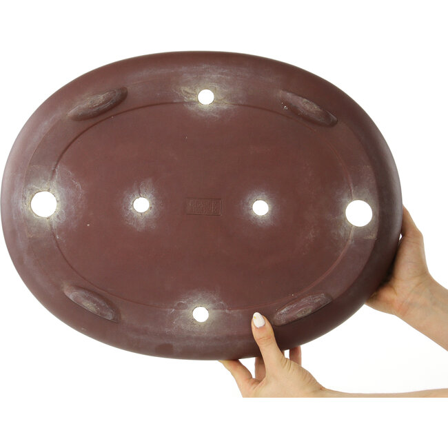 Oval unglazed bonsai pot by Yamaaki - 455 x 350 x 88 mm