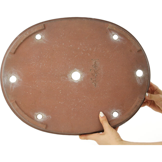 Pot à bonsaï ovale non émaillé de Kisen - 475 x 375 x 60 mm