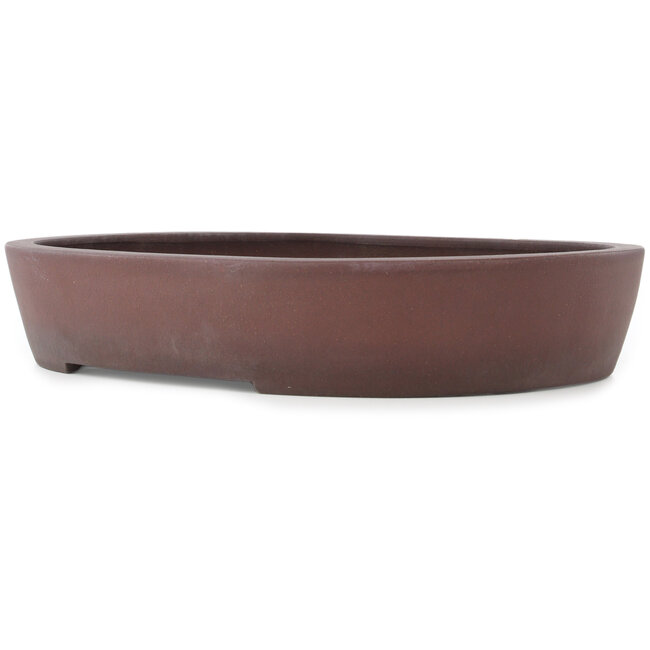 Oval unglazed bonsai pot by Yamaaki - 430 x 340 x 80 mm