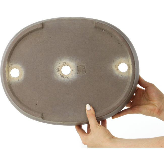 Oval unglazed bonsai pot - 375 x 293 x 70 mm