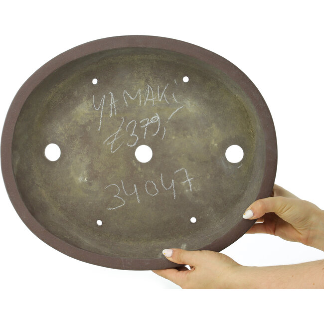 Ovale ongeglazuurde bonsai pot van Yamaaki - 403 x 340 x 83 mm
