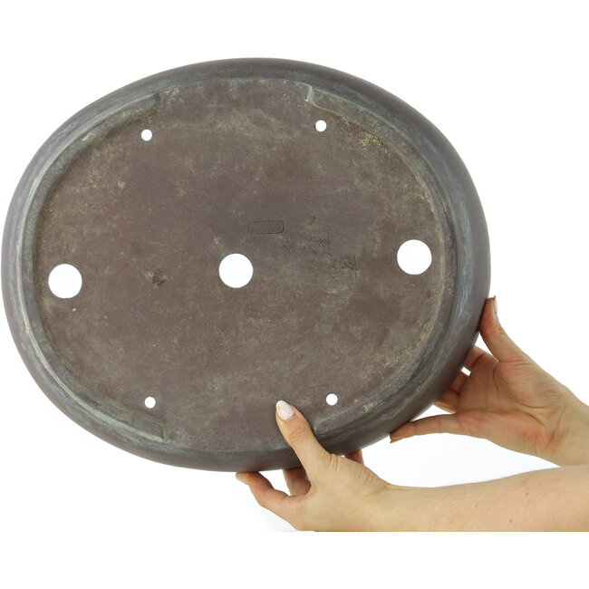 Maceta ovalada sin esmaltar para bonsái de Yamaaki - 403 x 340 x 83 mm