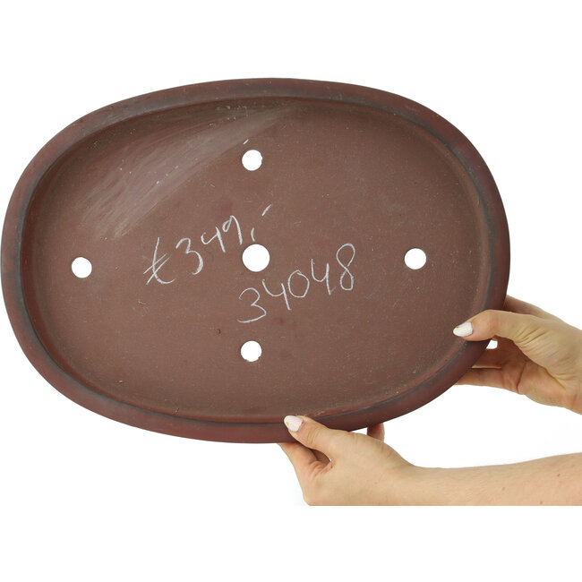 Maceta para bonsái ovalada sin esmaltar - 405 x 290 x 57 mm