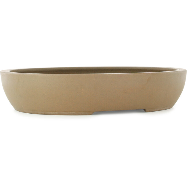 Oval unglazed bonsai pot by Yamaaki - 435 x 360 x 87 mm