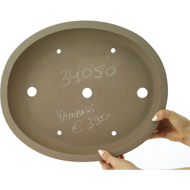 Ovale ongeglazuurde bonsaipot van Yamaaki - 435 x 360 x 87 mm