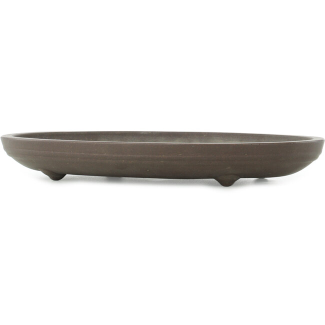 Oval unglazed bonsai pot by Yamaaki - 350 x 240 x 45 mm