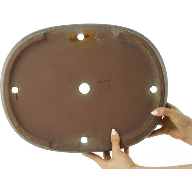 Oval unglazed bonsai pot - 427 x 333 x 85 mm