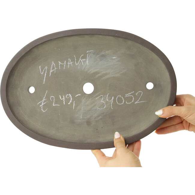 Maceta para bonsái ovalada sin esmaltar de Yamaaki - 350 x 240 x 45 mm