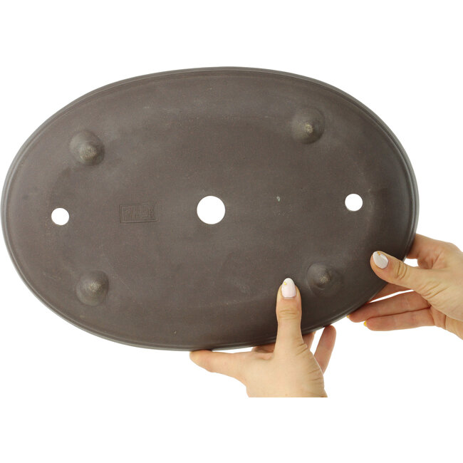 Maceta para bonsái ovalada sin esmaltar de Yamaaki - 350 x 240 x 45 mm