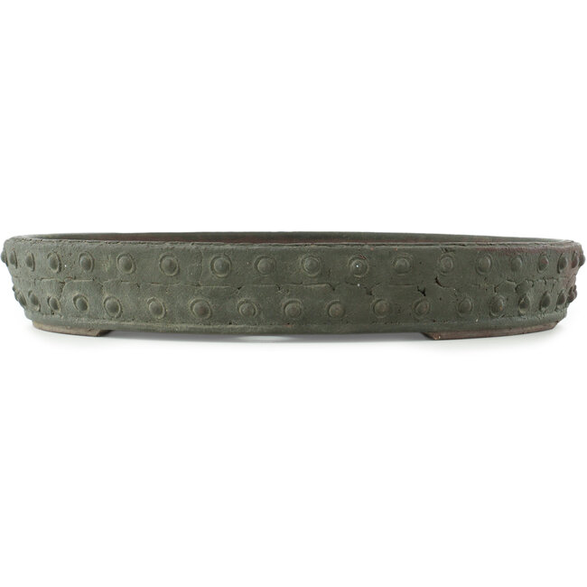 Round unglazed bonsai pot by Yamaaki - 395 x 395 x 60 mm