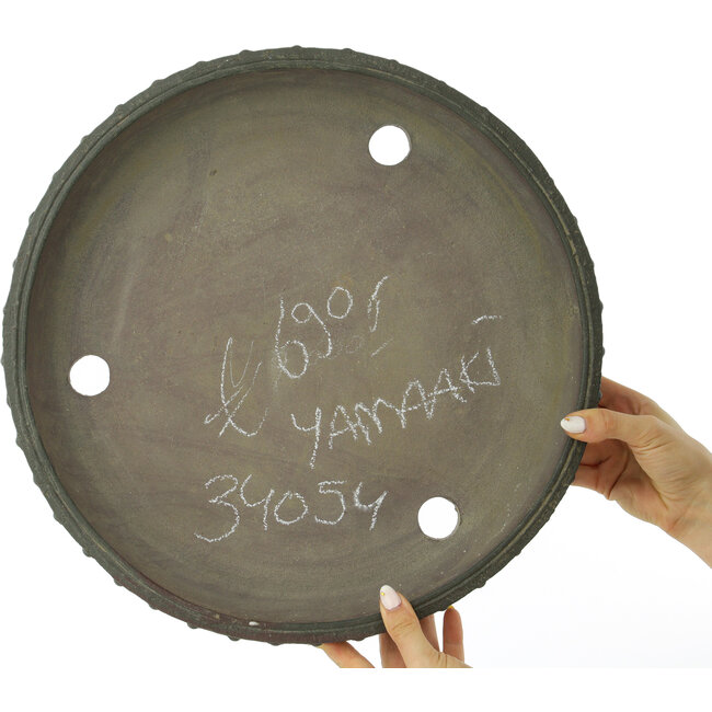 Ronde ongeglazuurde bonsaipot van Yamaaki - 395 x 395 x 60 mm