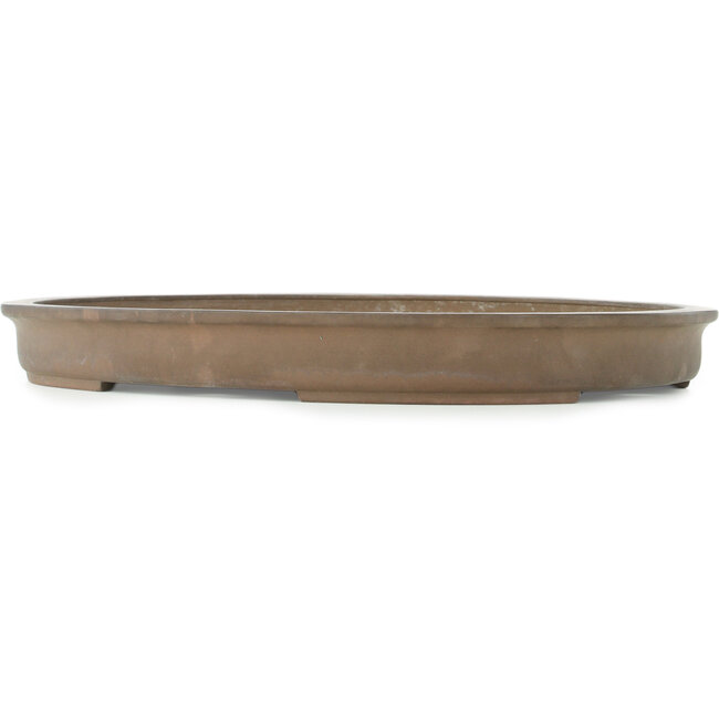 Oval unglazed bonsai pot by Gyouzan - 490 x 383 x 55 mm