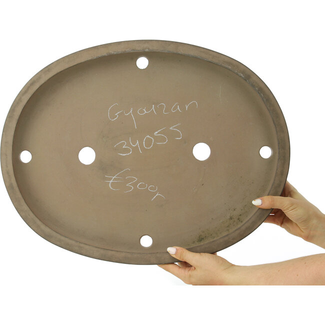 Ovale ongeglazuurde bonsaipot van Gyouzan - 490 x 383 x 55 mm