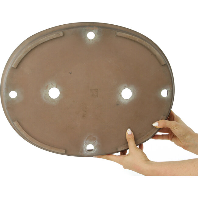 Pot à bonsaï ovale non émaillé de Gyouzan - 490 x 383 x 55 mm