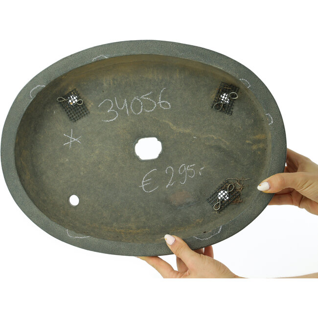 Oval unglazed bonsai pot - 390 x 295 x 70 mm
