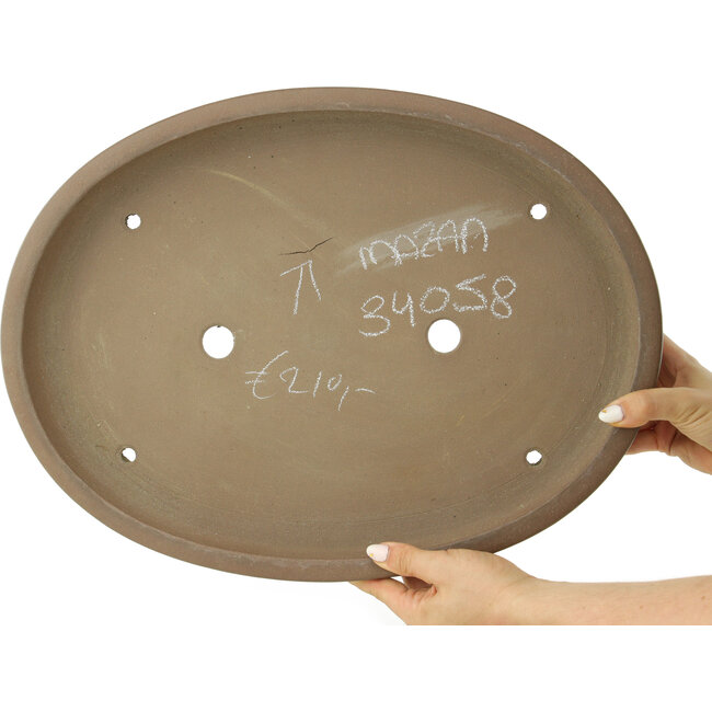 Oval unglazed bonsai pot by Mazan - 455 x 340 x 55 mm