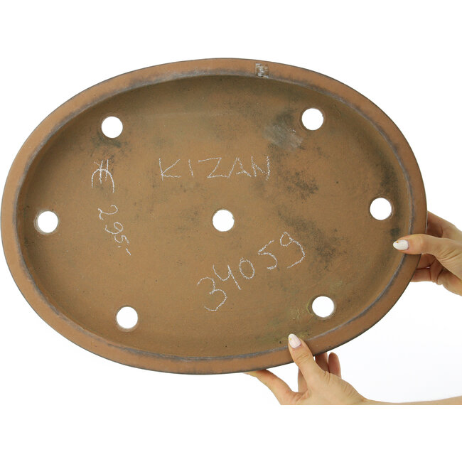 Maceta para bonsái ovalada sin esmaltar de Kizan - 470 x 350 x 60 mm