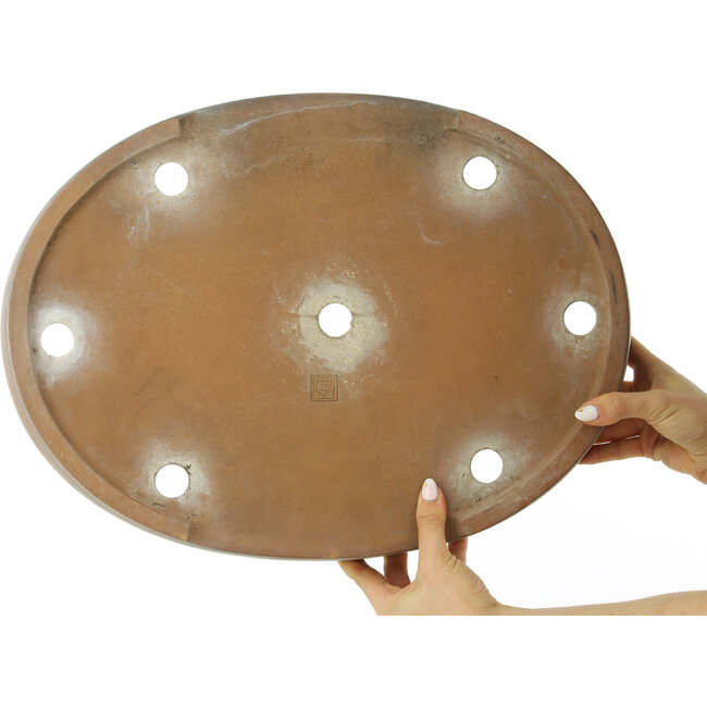 Pot à bonsaï ovale non émaillé de Kizan - 470 x 350 x 60 mm