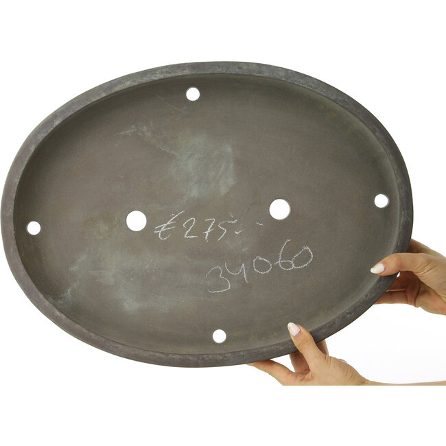 Maceta ovalada sin esmaltar para bonsái de Yamaaki - 470 x 348 x 58 mm