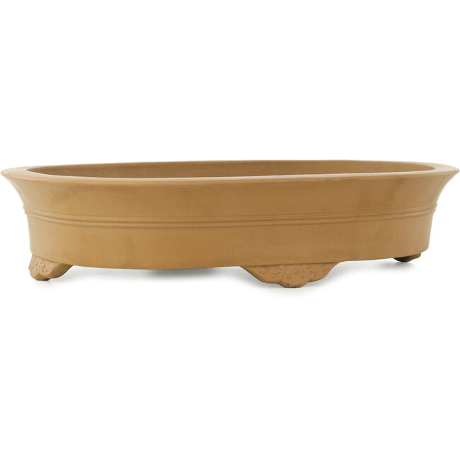Oval unglazed bonsai pot by Shoko - 485 x 385 x 108 mm