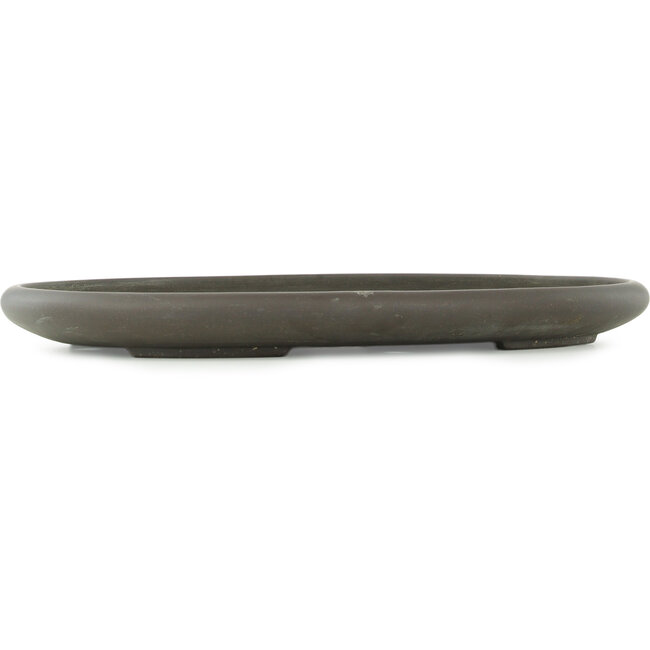 Oval unglazed bonsai pot by Keizan - 570 x 400 x 50 mm
