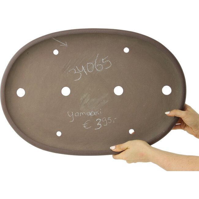 Maceta para bonsái ovalada sin esmaltar de Yamaaki - 545 x 372 x 45 mm