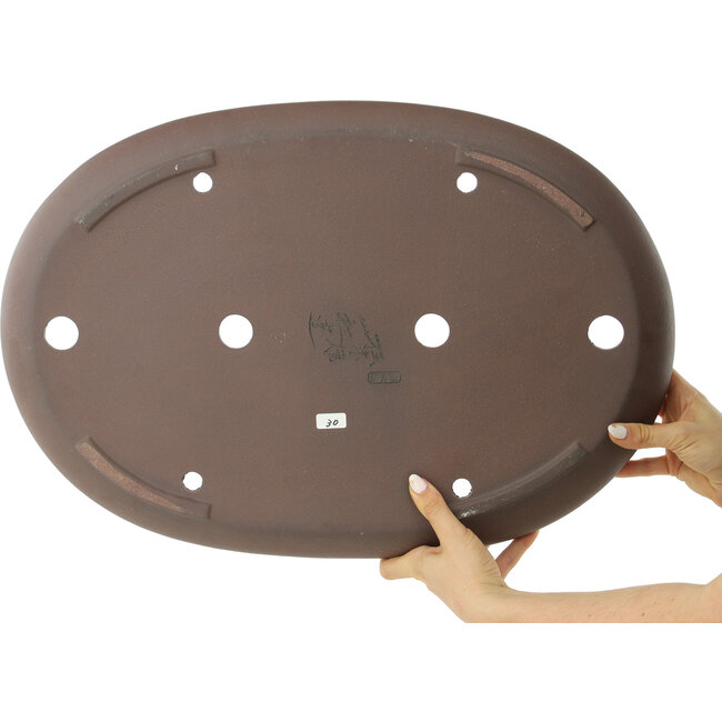 Pot à bonsaï ovale non émaillé de Yamaaki - 545 x 372 x 45 mm