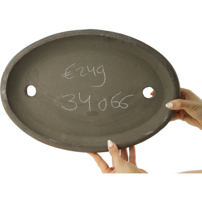 Oval unglazed bonsai pot - 400 x 275 x 50 mm