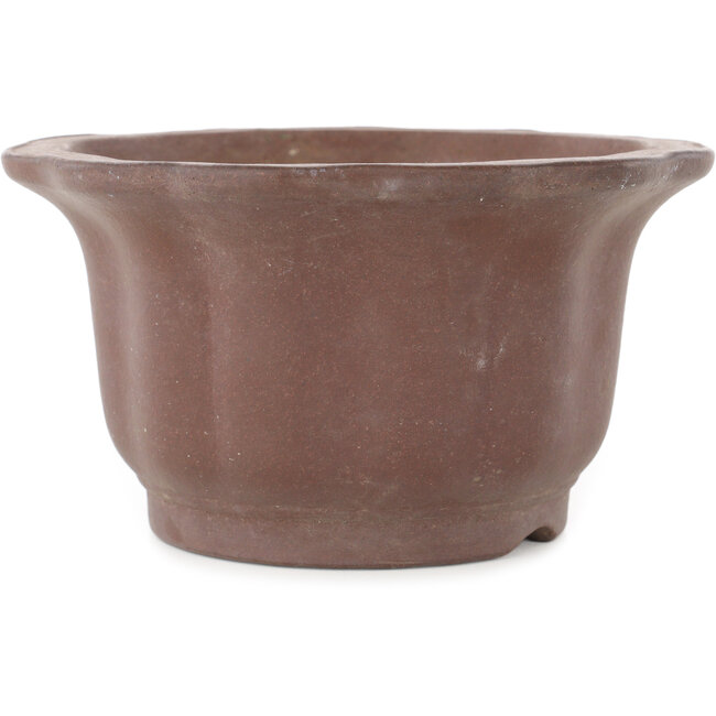 Maceta para bonsái redonda sin esmaltar con forma de flor de Yamaaki - 190 x 190 x 105 mm