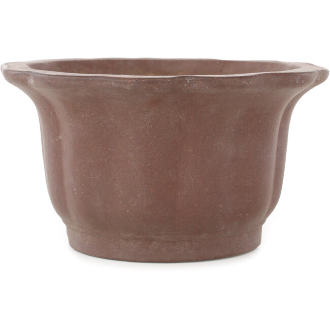 Pot à bonsaï rond en forme de fleur non émaillé par Yamaaki - 190 x 190 x 105 mm