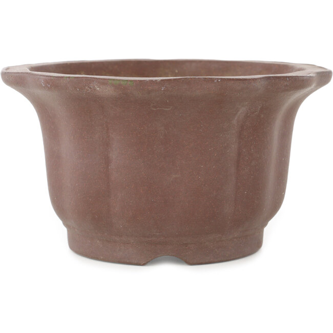 Pot à bonsaï rond en forme de fleur non émaillé par Yamaaki - 190 x 190 x 105 mm