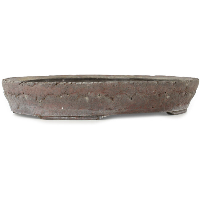 Oval unglazed bonsai pot - 260 x 205 x 45 mm