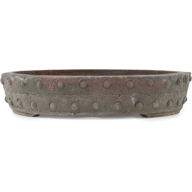 Round unglazed bonsai pot by Yamaaki Koshosen (first generation) - 245 x 245 x 50 mm