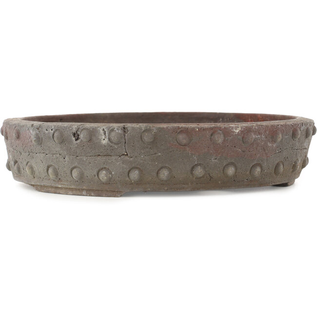 Round unglazed bonsai pot by Yamaaki Koshosen (first generation) - 245 x 245 x 50 mm