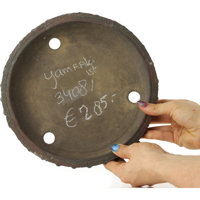 Pot à bonsaï rond non émaillé de Yamaaki Koshosen (première génération) - 245 x 245 x 50 mm