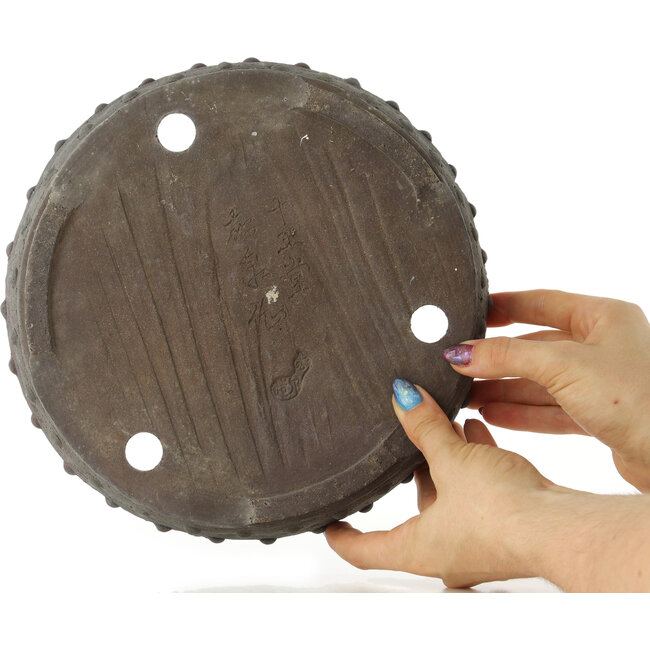 Pot à bonsaï rond non émaillé de Yamaaki Koshosen (première génération) - 245 x 245 x 50 mm