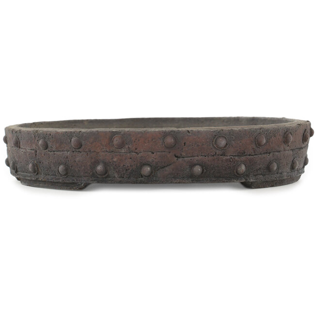 Round unglazed bonsai pot by Yamaaki Koshosen (first generation) - 245 x 245 x 43 mm