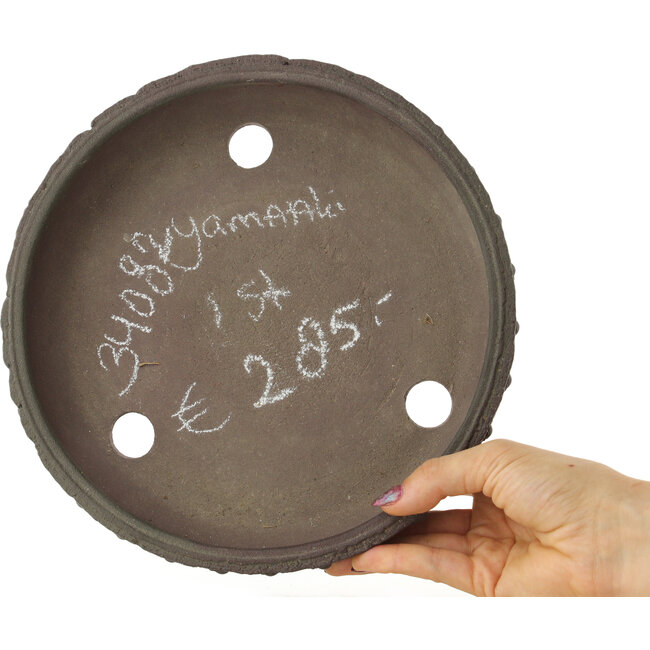 Maceta para bonsái redonda sin esmaltar de Yamaaki Koshosen (primera generación) - 235 x 235 x 50 mm