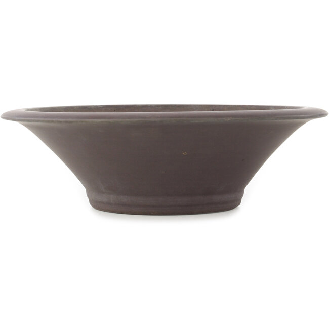 Round unglazed bonsai pot by Yamaaki - 290 x 290 x 90 mm