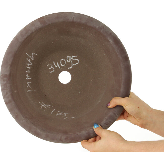 Maceta para bonsái redonda sin esmaltar de Yamaaki - 320 x 320 x 100 mm