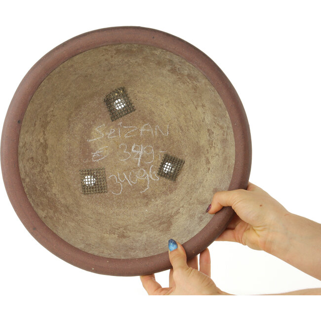 Round unglazed bonsai pot by Seizan - 315 x 315 x 115 mm