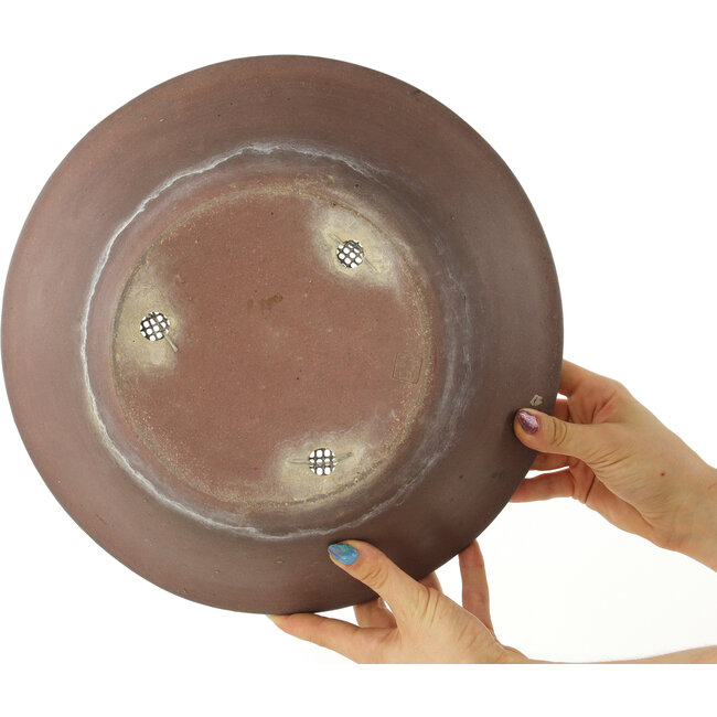 Round unglazed bonsai pot by Seizan - 315 x 315 x 115 mm