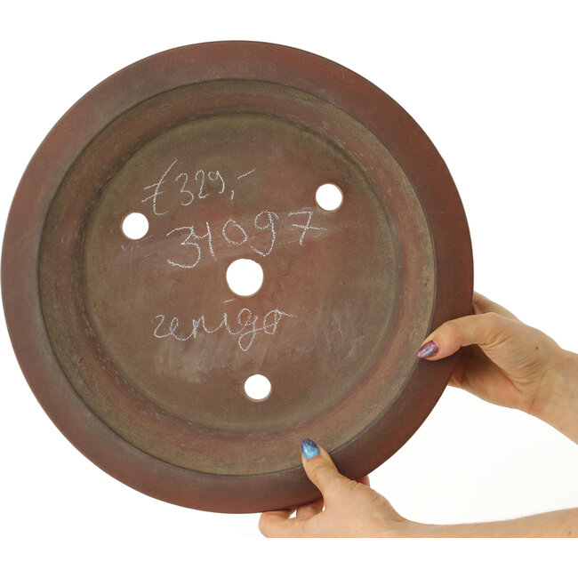 Pot à bonsaï rond non émaillé par Izumiya (Zenigo) - 345 x 345 x 85 mm