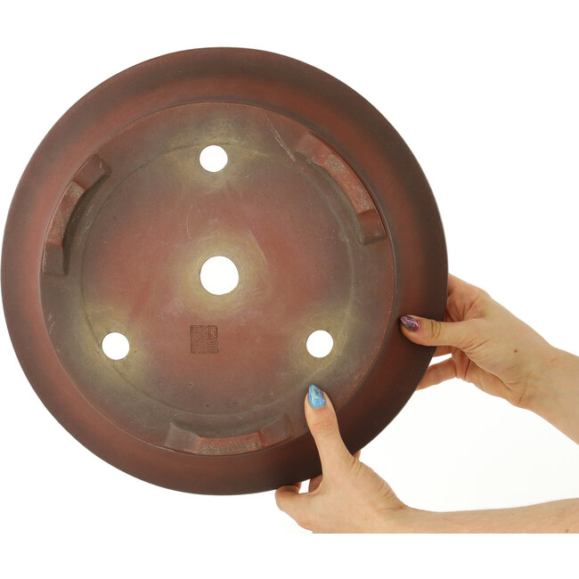 Pot à bonsaï rond non émaillé par Izumiya (Zenigo) - 345 x 345 x 85 mm