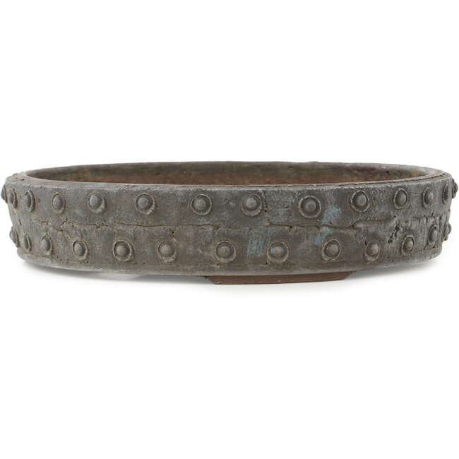 Round unglazed bonsai pot by Yamaaki Koshosen (first generation) - 295 x 295 x 57 mm