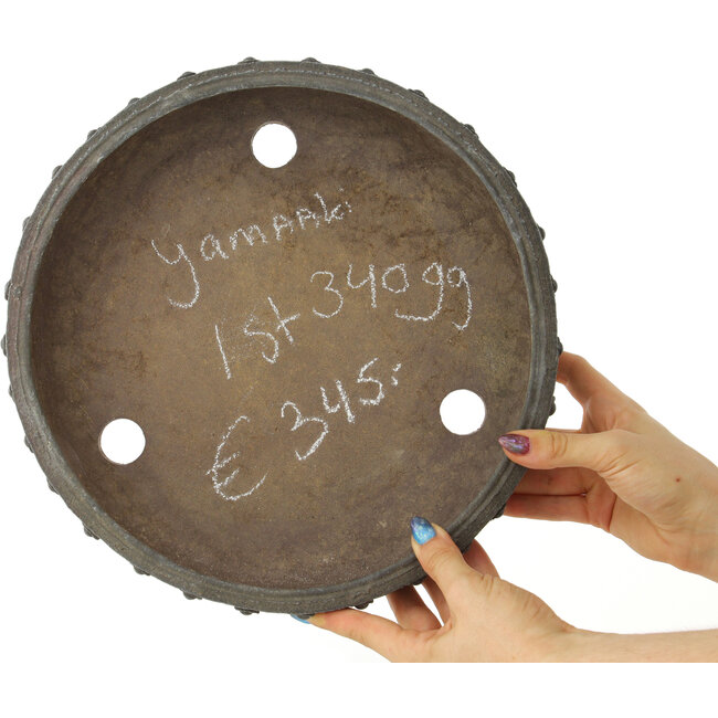 Maceta para bonsái redonda sin esmaltar de Yamaaki Koshosen (primera generación) - 295 x 295 x 57 mm