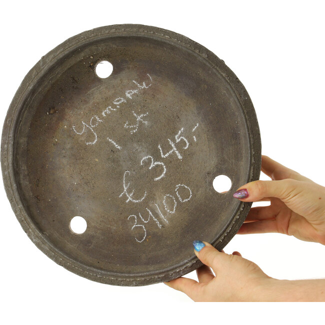 Ronde ongeglazuurde bonsaipot van Yamaaki Koshosen (eerste generatie) - 295 x 295 x 65 mm
